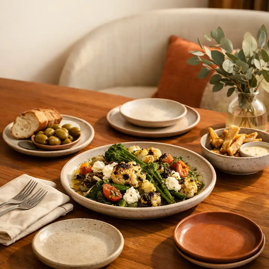 Contemporary sharing plates arranged on a warm dining table at NAXSOL ENTERPRISES LTD.